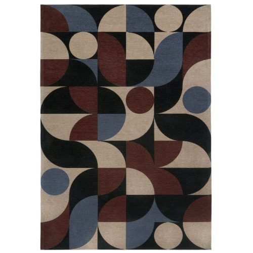 DECO Blue Copper, barna, kék geometriai mintás, modern szőnyeg szennytaszító bevonattal