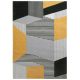 METROPOLIS Yellow, szürke-sárga geometrikus retro mintás szőnyeg szennytaszító bevonattal