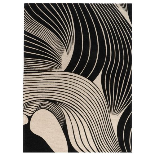 VENTO Beige, bézs alapon fekete absztrakt mintás szőnyeg szennytaszító bevonattal