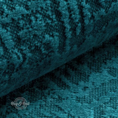 Velvetto 7 - türkiz, fényes nyomott mintás, magas kopásállóságú bársony bútorszövet