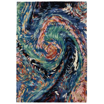 Flores Blue, színes absztrakt mintás, puha felületű, kézi csomózású prémium szőnyeg 200x300cm