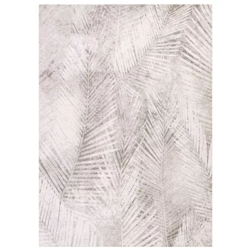 JAVA Beige, vajszínű pálmalevél lenyomat mintás szőnyeg szennytaszító bevonattal 200x300 cm
