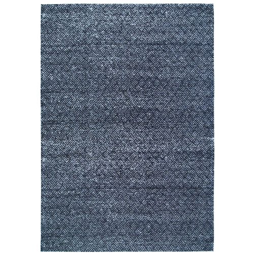 PORTO Navy, sötétkék halszálkamintás szőnyeg szennytaszító bevonattal