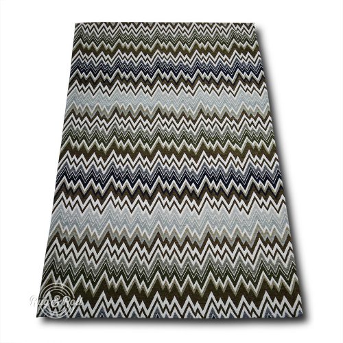 ZIGZAG M Geometrikus barna-kék Csíkos mintás szőnyeg 130 x 190 cm