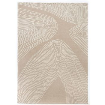   ETNA Beige, absztrakt ekrü vonalmintás szőnyeg szennytaszító bevonattal