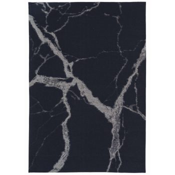   STATUARIO Black, fekete alapon, világosszürke márványmintás szőnyeg