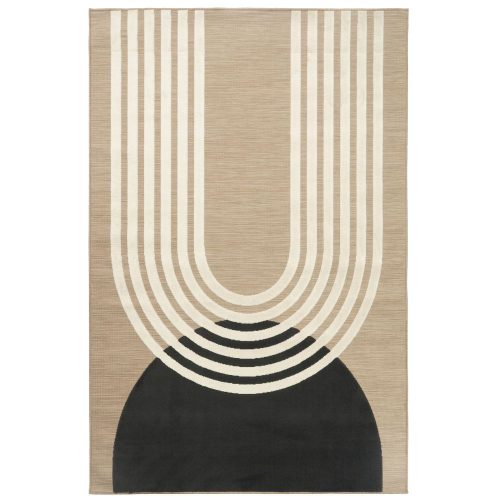 COSTA, kültéri UV álló, ekrü és fekete geometriai mintás szőnyeg