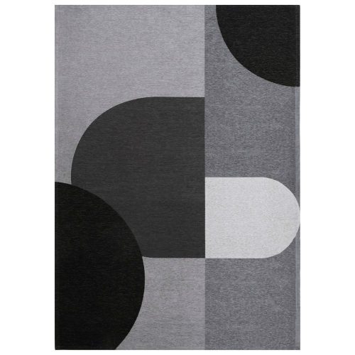 RENE Gray, szürke geometrikus retro mintás szőnyeg szennytaszító bevonattal