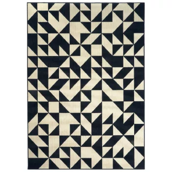   LUZ, kültéri UV álló, fekete-fehér geometriai mintás szőnyeg