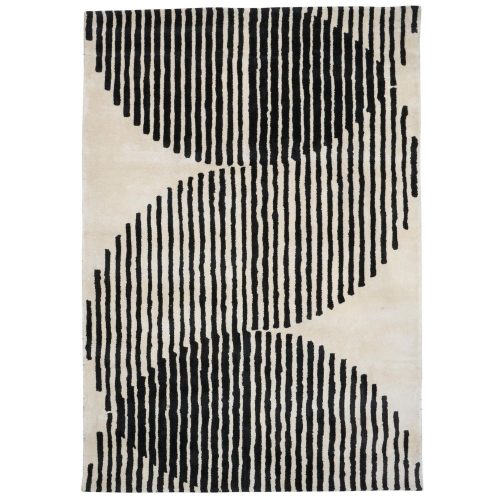 Eclipse, fekete-fehér, bársonyos felületű, kézi csomózású prémium szőnyeg 200x300cm