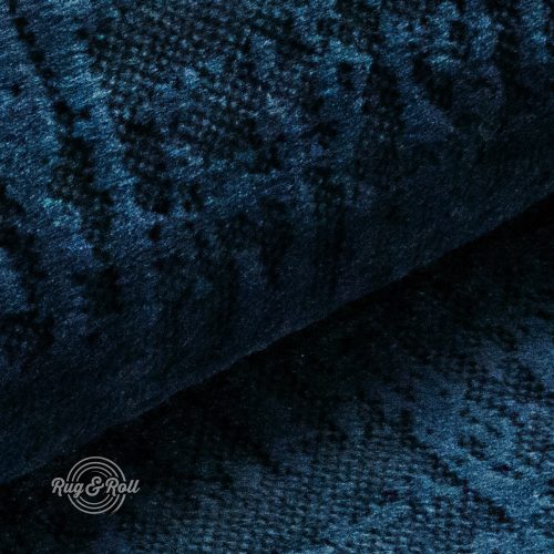 Velvetto 9 - sötétkék, fényes nyomott mintás, magas kopásállóságú bársony bútorszövet