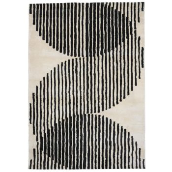   Eclipse, fekete-fehér, bársonyos felületű, kézi csomózású prémium szőnyeg 160x230cm