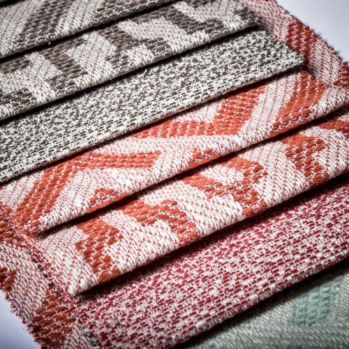 AZTECO azték mozaik mintás, síkszövet, 10% lentartalommal, 6 színben