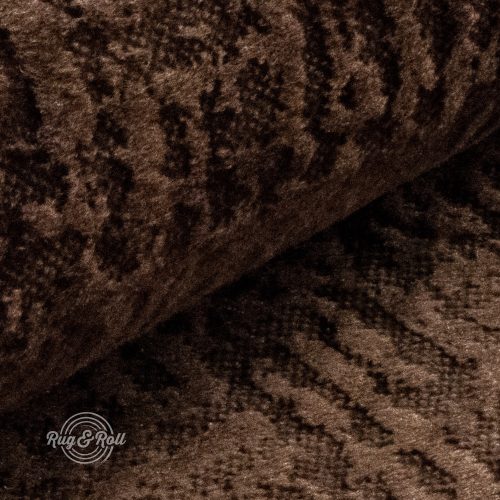 Velvetto 11 - barna, fényes nyomott mintás, magas kopásállóságú bársony bútorszövet