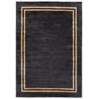   Imperial Black, fekete alapon elegáns aranybarna szegéllyel , bársonyos felületű, kézi szövésű prémium szőnyeg 160x230 cm