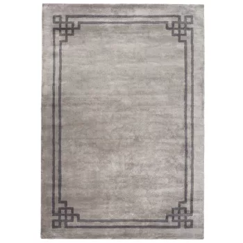   Venezia Stone, szürke alapon fekete elegáns szegéllyel , bársonyos felületű, kézi szövésű prémium szőnyeg 200x300 cm