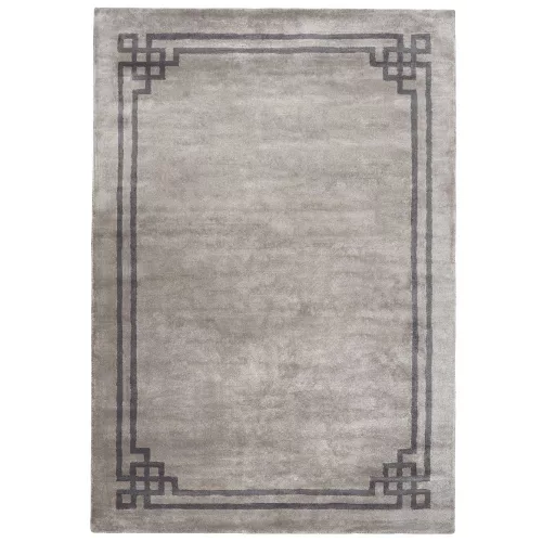 Venezia Stone, szürke alapon fekete elegáns szegéllyel , bársonyos felületű, kézi szövésű prémium szőnyeg 200x300 cm