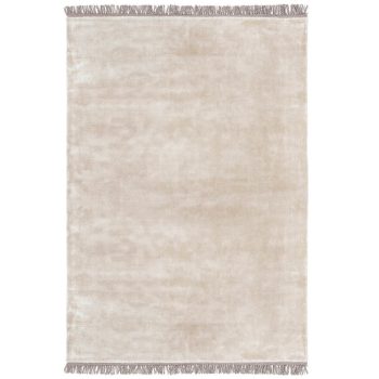   Luna Beige, bézs selymes felületű, kézi csomózású prémium rojtos szőnyeg