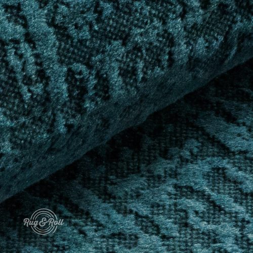 Velvetto 8 - acélkék, fényes nyomott mintás, magas kopásállóságú bársony bútorszövet