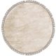 Luna Beige, bézs selymes felületű, kézi csomózású prémium rojtos kerek szőnyeg 250cm