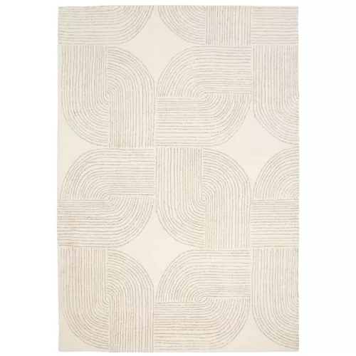 Ornate Beige, világos bézs, geometriai mintás, bársonyos felületű, kézi szövésű prémium szőnyeg 200x300 cm