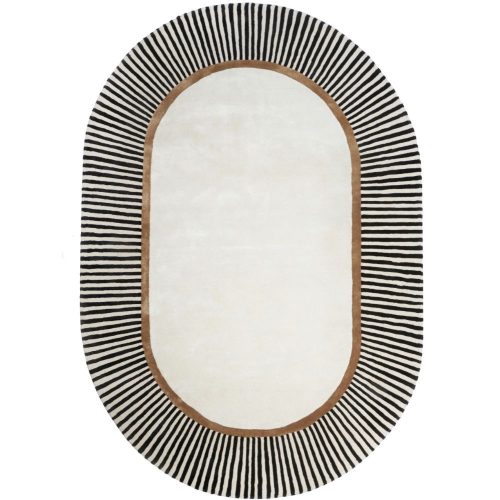 Amber bézs, ovális, bársonyos felületű, kézi szövésű prémium szőnyeg 160x230 cm