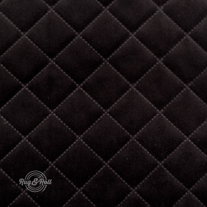 Salvador Caro 19 - fekete, könnyen tisztítható, steppelt, kárómintás bársony bútorszövet 