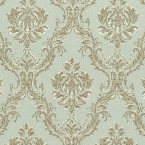 OPAL 1028 A, halványzöld alapon bézs-arannyal átszőtt klasszikus bútorszövet
