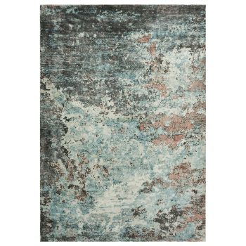   Sintra Teal Peach, pávakék és barackszín bársonyos felületű, kézi csomózású prémium szőnyeg 160x230cm