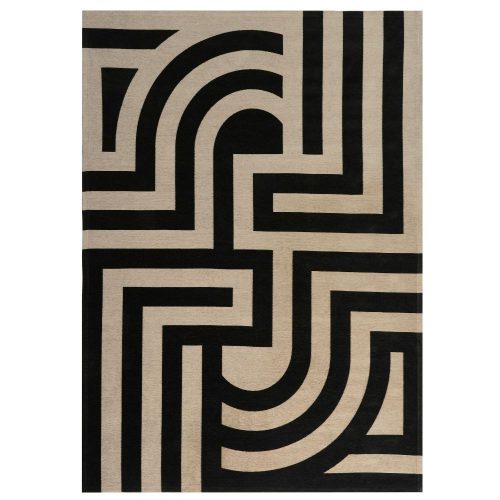 Tiffany Black L, fekete-bézs geometriai mintás szőnyeg 160 x 230 cm