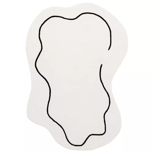 LOOP Ivory, ekrü színű gyapjú szőnyeg szabálytalan kontúrral, 200x300 cm
