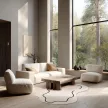 LOOP Ivory, ekrü színű gyapjú szőnyeg szabálytalan kontúrral, 200x300 cm