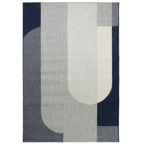 MADERA, kültéri UV álló, kékesszürke geometriai mintás szőnyeg