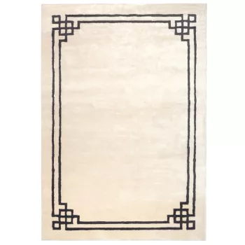   Venezia Pearl, ekrü alapon fekete elegáns szegéllyel , bársonyos felületű, kézi szövésű prémium szőnyeg 200x300 cm