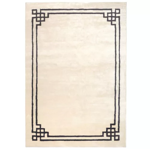 Venezia Pearl, ekrü alapon fekete elegáns szegéllyel , bársonyos felületű, kézi szövésű prémium szőnyeg 200x300 cm