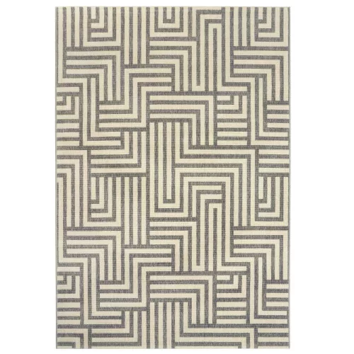 Manana, kültéri UV álló, világosszürke geometriai mintás szőnyeg, 160 x 230 cm