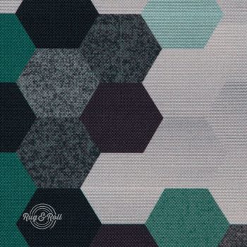   Asztalterítő DORA türkiz-szürkésbarna geometrikus mintás S 137 x 180 cm