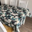 Asztalterítő DORA türkiz-szürkésbarna geometrikus mintás S 137 x 180 cm