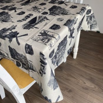   Asztalterítő PARIS szürke-ekrü nevezetességek S 137 x 180 cm