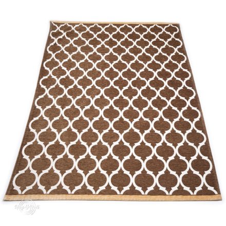 MARRAKESH Cappuccino L Geometrikus mogyoróbarna Marokkói mintás szőnyeg bézs szegéllyel 160 x 230 cm