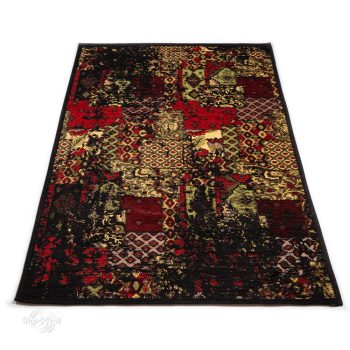   JAZZY L Vintage fekete-piros Patchwork mintás szőnyeg 160 x 230 cm