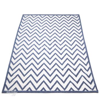   CHEVRON Blue L Geometrikus kék-fehér Chevron mintás szőnyeg 160 x 230 cm
