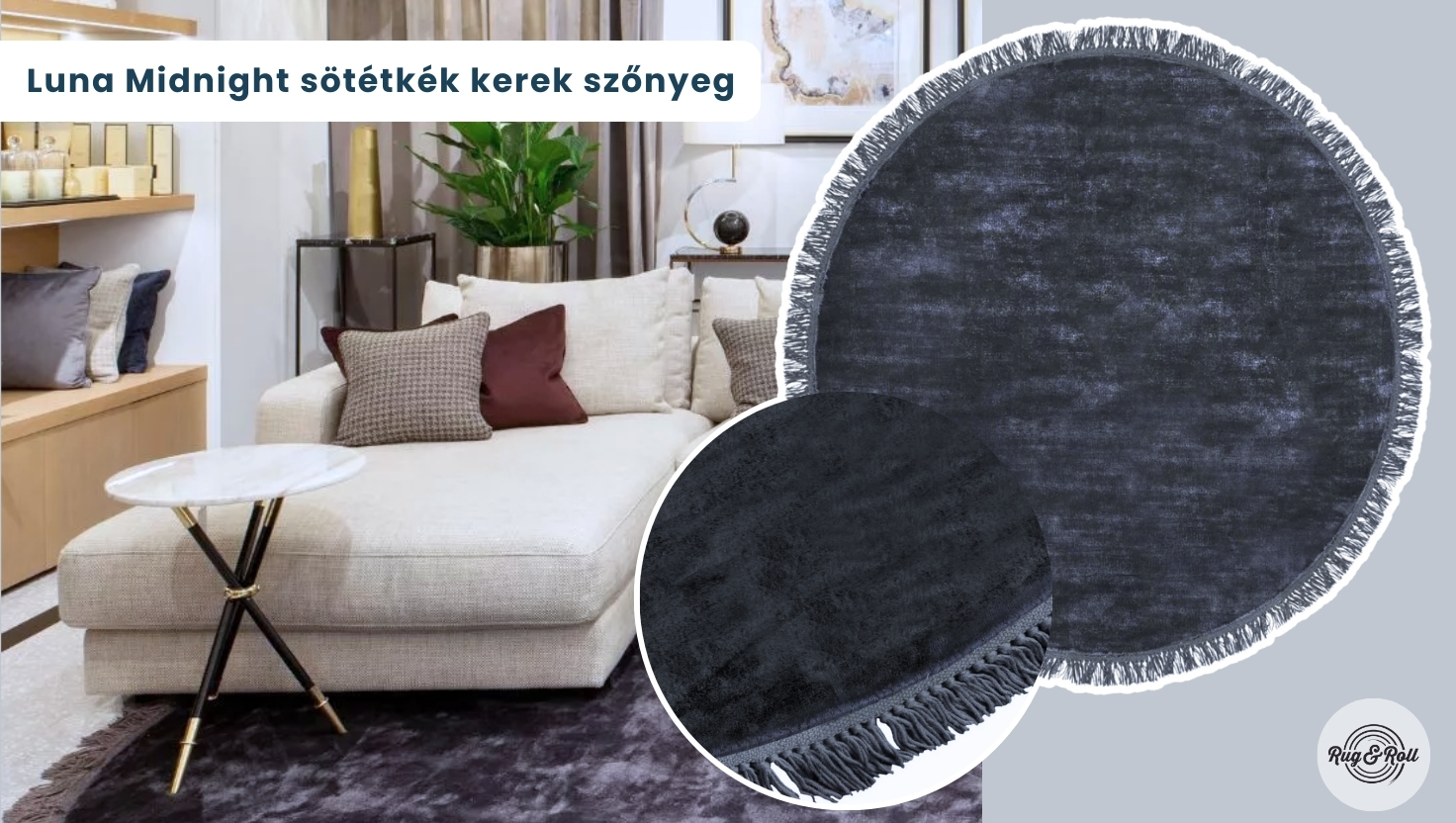 Luna kék kerek szőnyeg