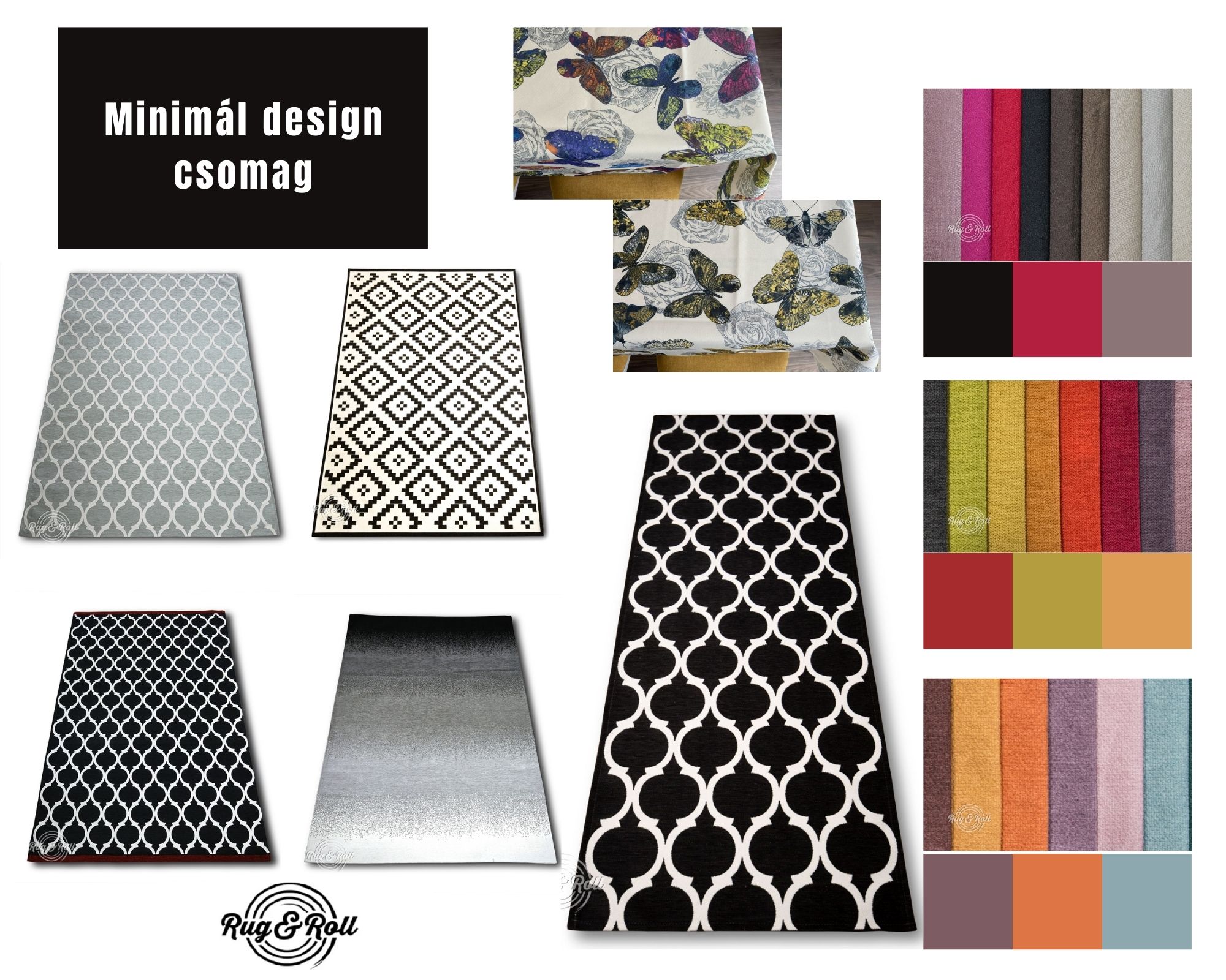 Geometrikus, minimál design csomag - szőnyeg és bútorszövet