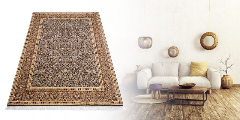 perzsa mintás szőnyeg egy letisztult otthonban
