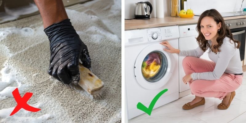 Szőnyeg tisztítása szintetikus vegyszerek nélkül egyszerűen nedves ruhával könnyedén lehetséges, de mosógéppel is mosható a szőnyeg.